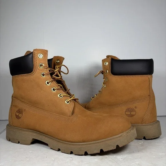 Size 9.5 Timberland 6 Inch Premium Wheat Nubuck Boots | TB 18094 - Picture 1 of 8